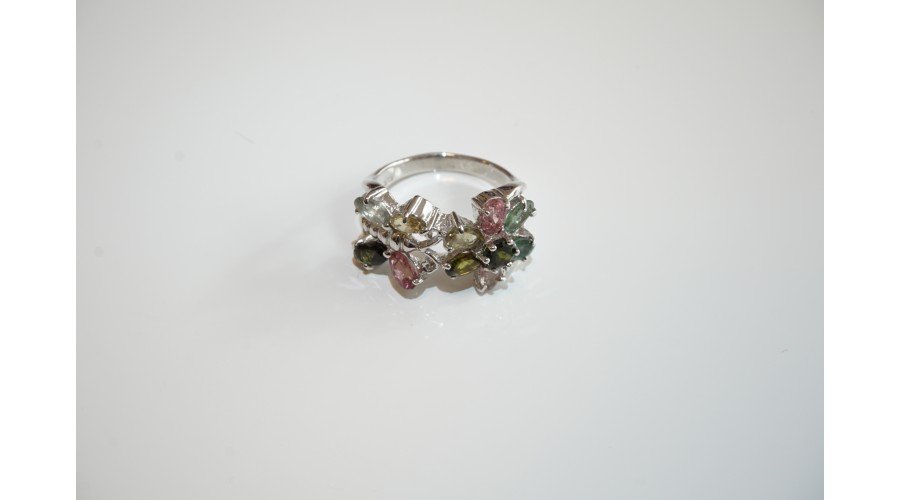 Сребърен пръстен с турмалин Пеперуда