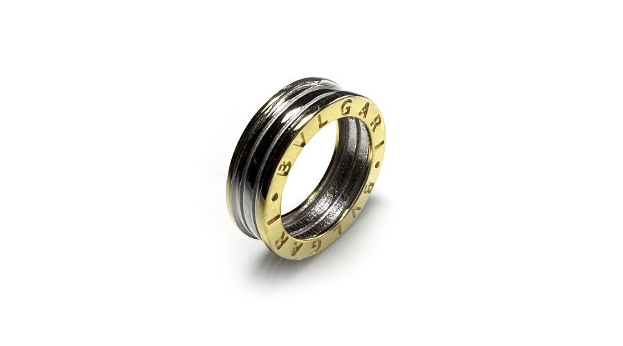 Сребърна Халка Пружина BVLGARI с жълта позлата